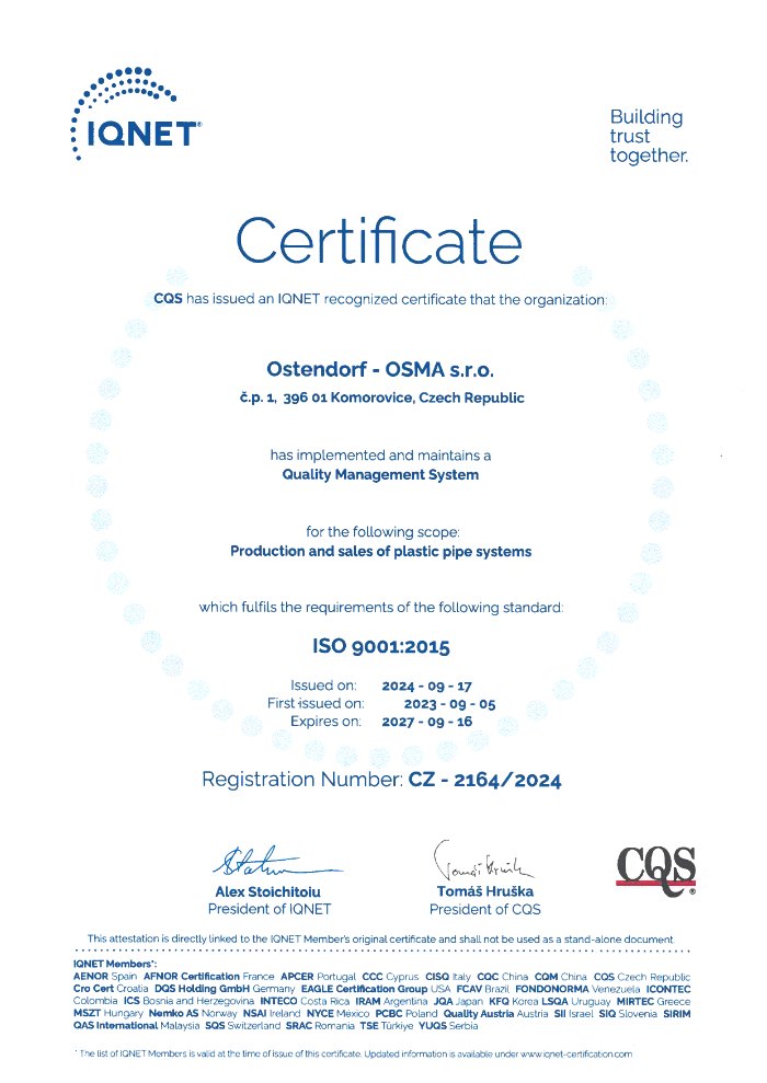 Certifikát IQNET